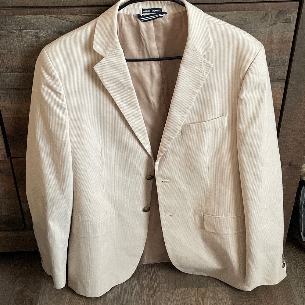 Nautica Cream and White Stripe Blazer